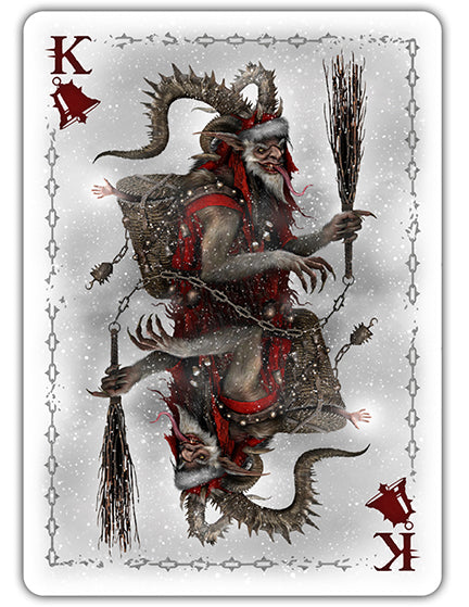 Krampus King of Bells playing card, Creepy Christmas dark art